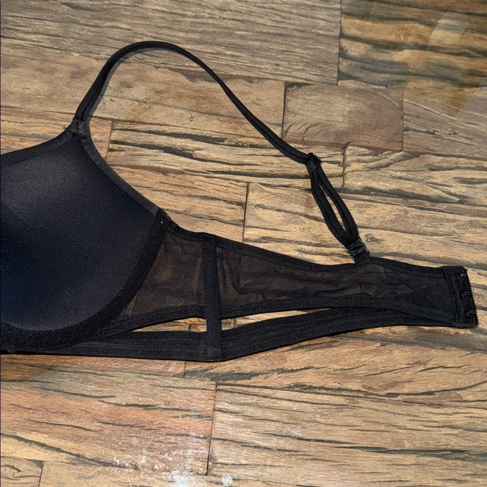 Victoria's Secret Very Sexy Black Satin Caged Mesh Double-Strap Push up Bra 36B